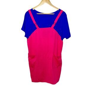 Vintage 1980's 2020 by Jennifer Dale Bright Blue & Hot Pink Single Stitch Dress